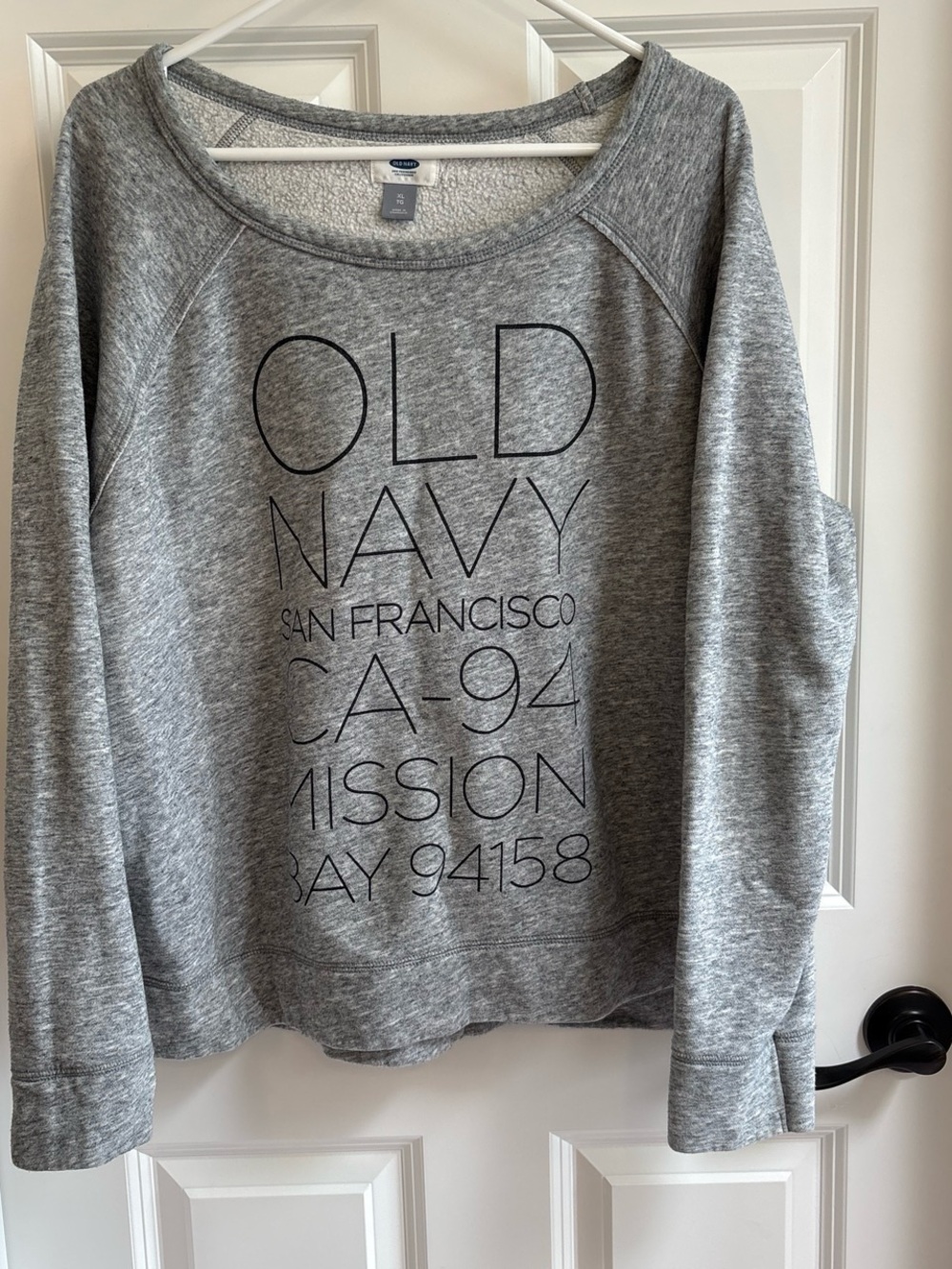 Old Navy Heather Gray Crewneck Sweatshirt with Text Graphic